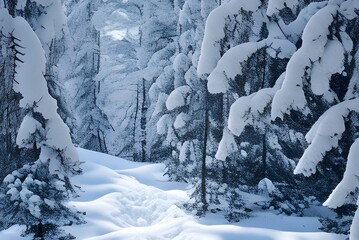雪の中の森
