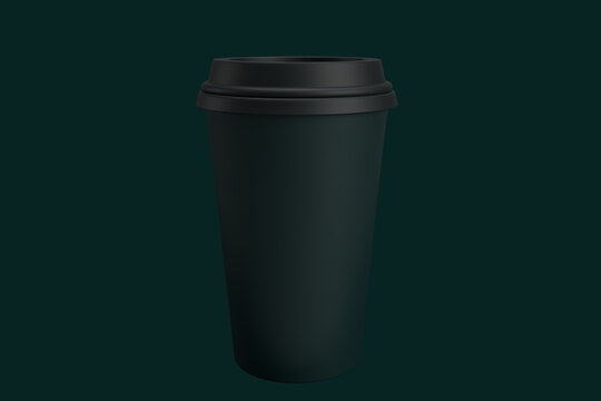 Modern Green Coffee Mug On Green Background. 