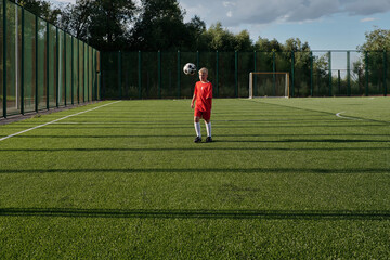 Kid With Disability Having Football Workout