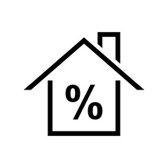 house with percent icon vector