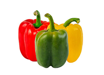 red green yellow sweet paprika chilli on clear background 