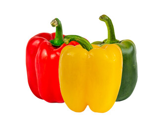 red green yellow sweet paprika chilli on clear background 