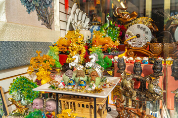 Souvenir shop in Chinatown, San Francisco. Selective focus.