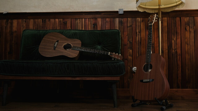 Guitars  in vintage interior. 
