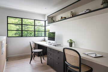 Corner home office study desk