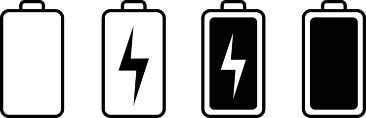 battery charger icon. battery charge level. battery Charging icon, energy icon design. Discharged and fully charged battery smartphone