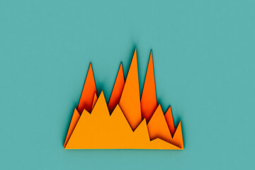 orange charts on blue background