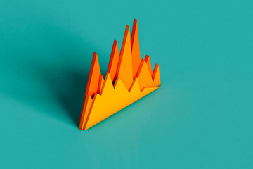 an orange chart on blue background