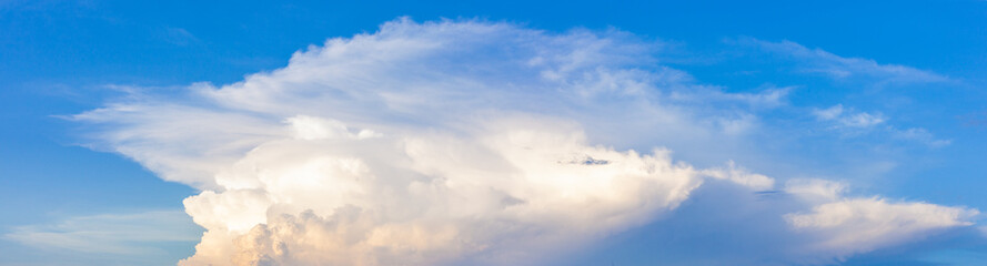 blue sky background with small clouds panorama