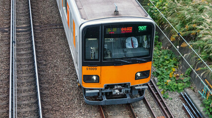 Naklejka premium 通勤電車の先頭部分