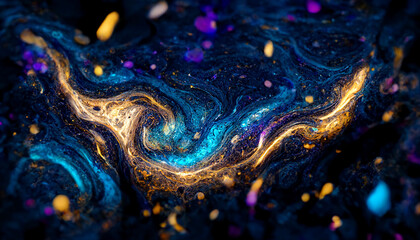 Space galaxy universe colors abstract effect with liquid powder graphic design