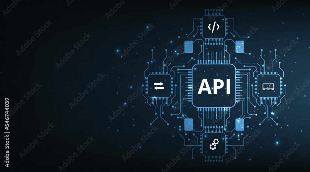 Fototapete application programming interface (api). software development tool, information technology, modern t