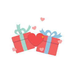 gift box with hearts, holiday surprise box concept. 