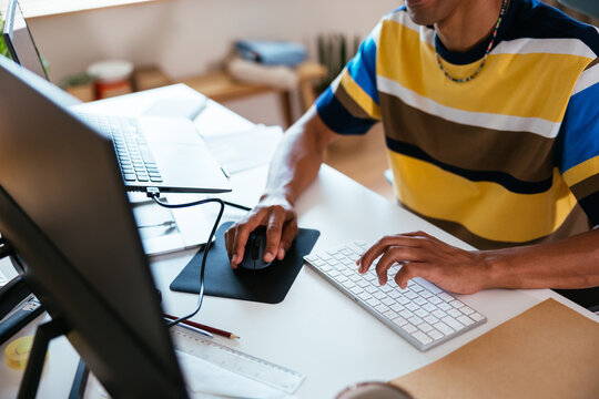Crop freelancer using computer at home