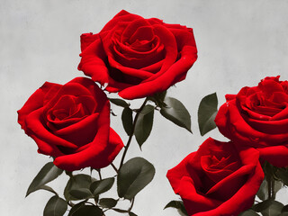 Red Roses on a white background, studio light