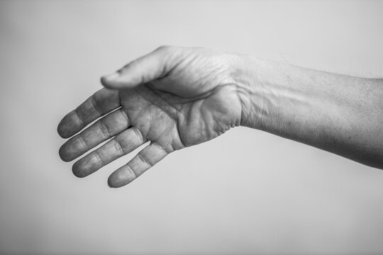 Gesture black and white of a  male hand 
