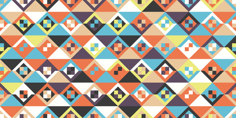 Colored rhombuses in a solid canvas. Checkerboard pattern inside rhombuses. Colored pattern of rhombuses. Print and decoration of seamless surfaces.
