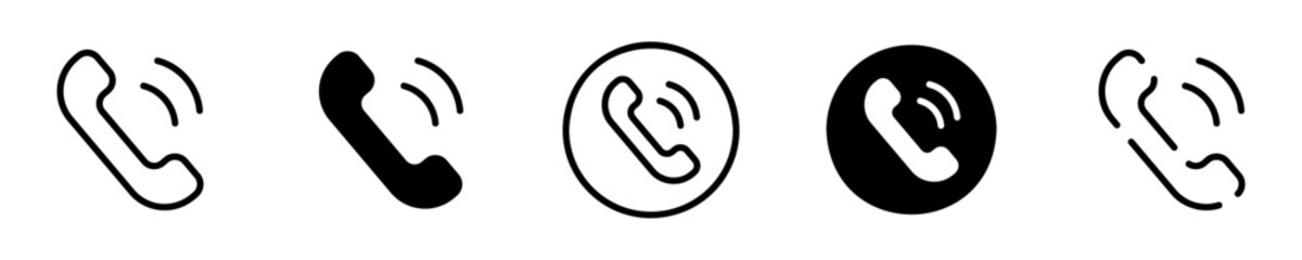 Conjunto de iconos de llamada. Teléfono. Concepto de servicio de atención al cliente. Llamada telefónica de diferentes estilos