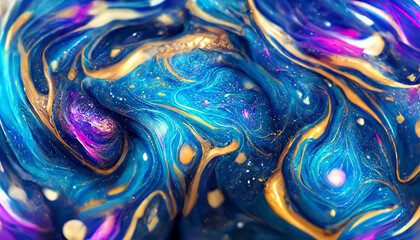 Digital abstract universe galaxy liquid powder effect wallpaper graphic design.