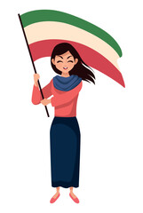 iranian woman waving flag