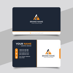 Yellow modern creative business card and name card horizontal simple clean template vector design