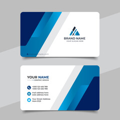 Blue modern creative business card and name card horizontal simple clean template vector design