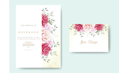 Beautiful Floral roses Wedding Invitation Card