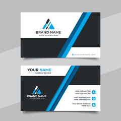 Blue modern creative business card and name card horizontal simple clean template vector design