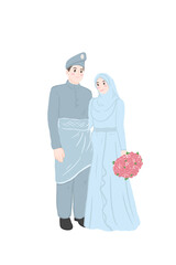Muslim wedding couple characters, Bride and groom in Muslim style.