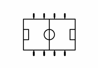 top view foosball icon isolated on white background.table soccer icon vector
