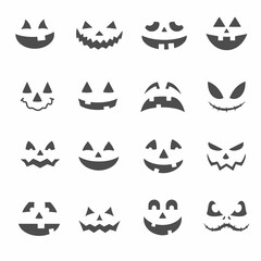 Halloween face design icons set illustration on white