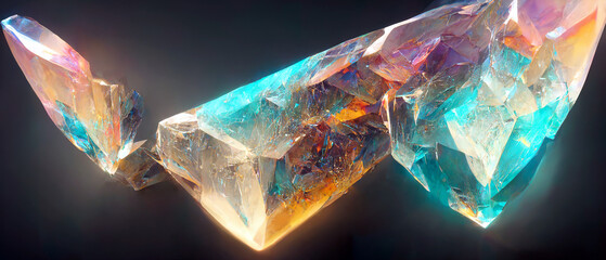 Gemstones, crystals, background, digital illustration, abstract painting