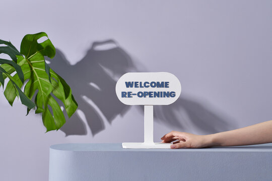 Re-open sign on the signboard of the entrances in store