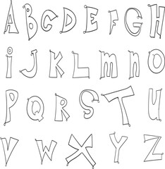 hand drawn english alphabet