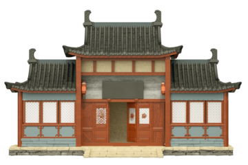 Traditional chinese buildings, asian architecture chinatown. Chinese townscape with pagoda, temple, house. China town city lanmarks landscape cartoon illustration design element
