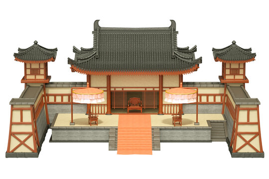Traditional chinese buildings, asian architecture chinatown. Chinese townscape with pagoda, temple, house. China town city lanmarks landscape cartoon illustration design element