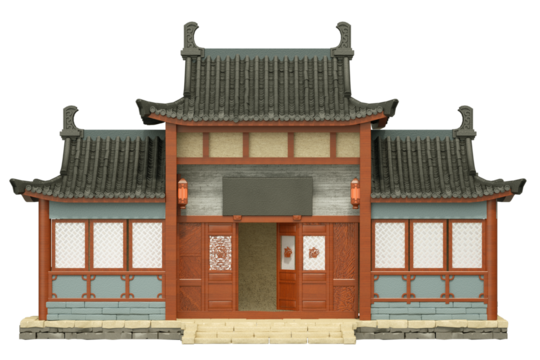 Traditional chinese buildings, asian architecture chinatown. Chinese townscape with pagoda, temple, house. China town city lanmarks landscape cartoon illustration design element