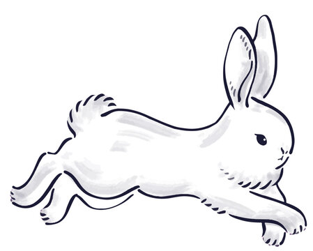 recommend clip art: 年賀状に使える筆タッチの走っているうさぎのイラスト