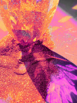 Shadow of brilliant sparkle crystal prism on the background.