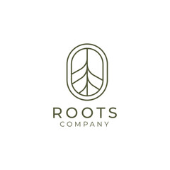 Abstract Living roots on white background vector logo design template.