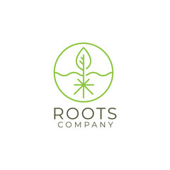 Abstract Living roots on white background vector logo design template.