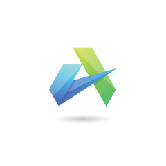 Initial Letter A Logo. Blue and Green Shapes Origami Style Usable for Business and People Logo Or Icon. Vector Logo Design Template Element