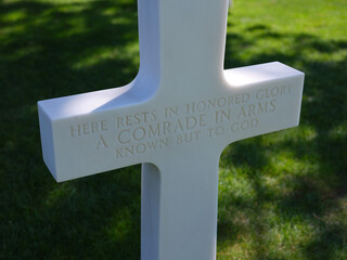 White Cross unknown American soldier cemetery of world war II Normandy