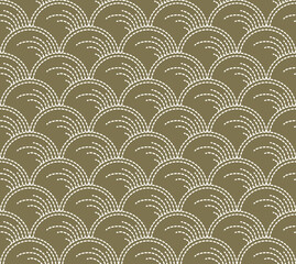 Japanese Grass Circle Line Wave Vector Seamless Pattern