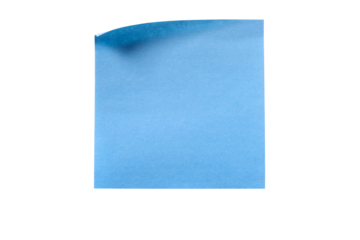 Single square blue sticky post it note isolated transparent background photo PNG file