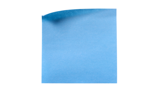 Single square blue sticky post it note isolated transparent background photo PNG file
