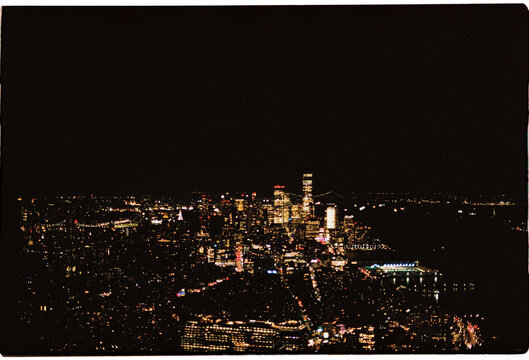 New York City night skyline view