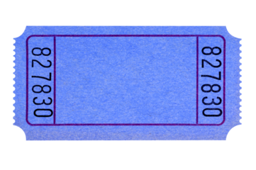 Blank plain blue ticket stub one flat isolated transparent background photo PNG file