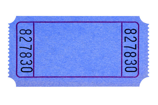 Blank plain blue ticket stub one flat isolated transparent background photo PNG file
