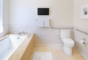 ADA compliant bathtub in bathroom